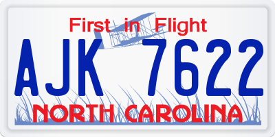 NC license plate AJK7622