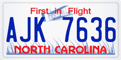 NC license plate AJK7636