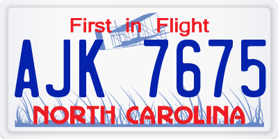 NC license plate AJK7675