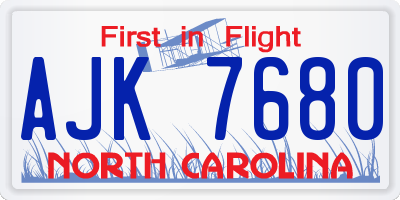 NC license plate AJK7680