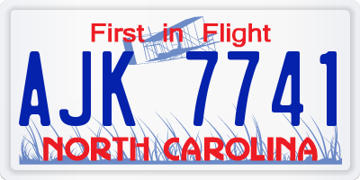 NC license plate AJK7741