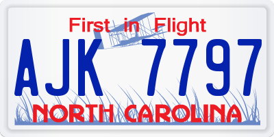 NC license plate AJK7797
