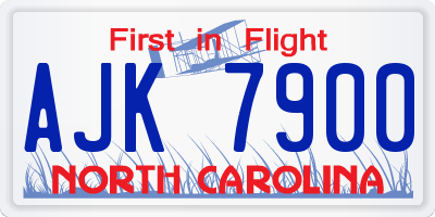 NC license plate AJK7900