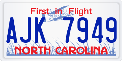 NC license plate AJK7949