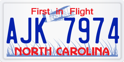 NC license plate AJK7974