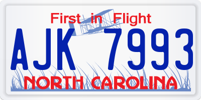 NC license plate AJK7993