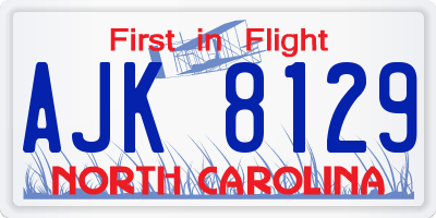 NC license plate AJK8129
