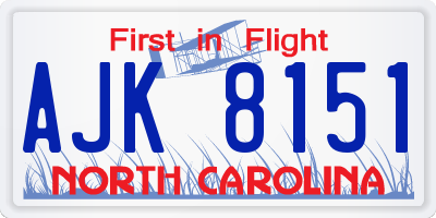 NC license plate AJK8151