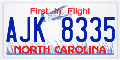 NC license plate AJK8335