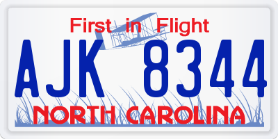 NC license plate AJK8344