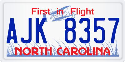 NC license plate AJK8357
