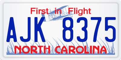 NC license plate AJK8375