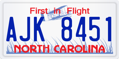 NC license plate AJK8451