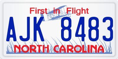 NC license plate AJK8483