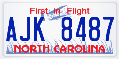NC license plate AJK8487