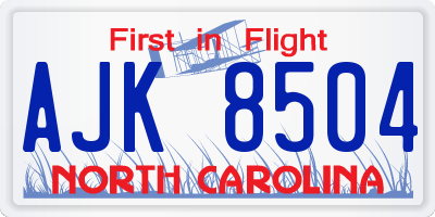 NC license plate AJK8504