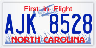 NC license plate AJK8528