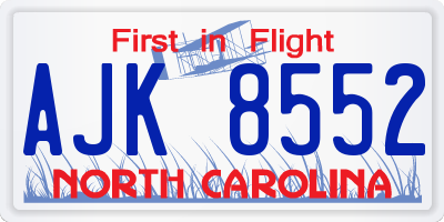 NC license plate AJK8552