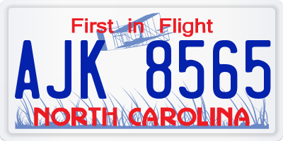 NC license plate AJK8565
