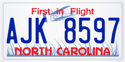 NC license plate AJK8597