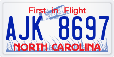 NC license plate AJK8697