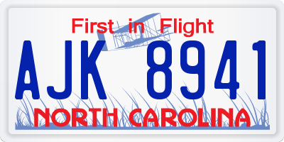 NC license plate AJK8941