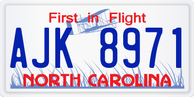 NC license plate AJK8971