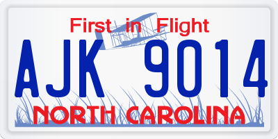 NC license plate AJK9014