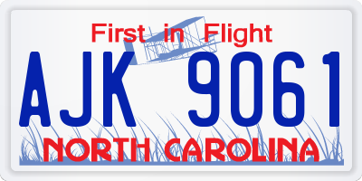 NC license plate AJK9061