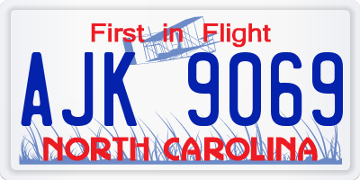 NC license plate AJK9069