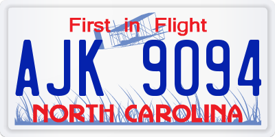 NC license plate AJK9094