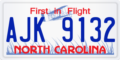 NC license plate AJK9132
