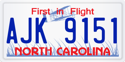 NC license plate AJK9151