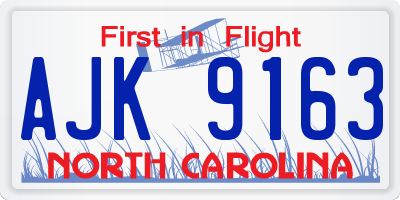 NC license plate AJK9163