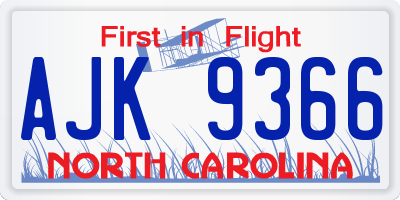 NC license plate AJK9366