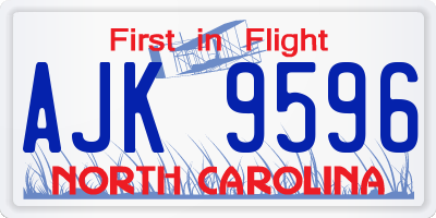 NC license plate AJK9596