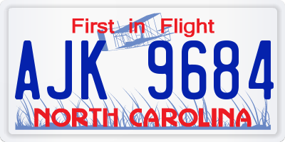 NC license plate AJK9684