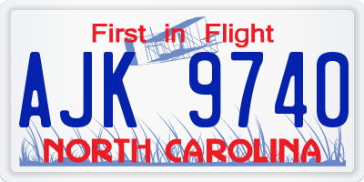 NC license plate AJK9740