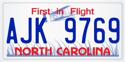 NC license plate AJK9769