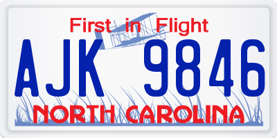 NC license plate AJK9846