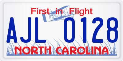 NC license plate AJL0128