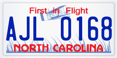 NC license plate AJL0168