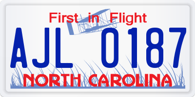 NC license plate AJL0187