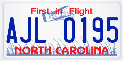 NC license plate AJL0195