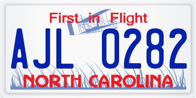 NC license plate AJL0282