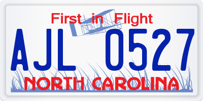 NC license plate AJL0527