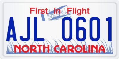 NC license plate AJL0601