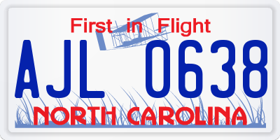 NC license plate AJL0638