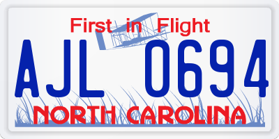NC license plate AJL0694