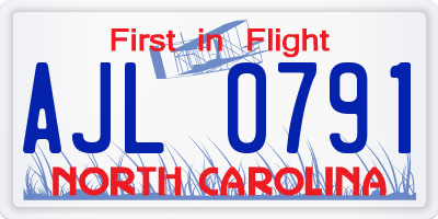 NC license plate AJL0791